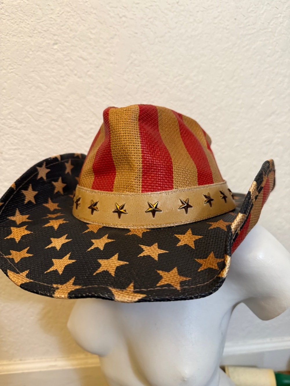 Peter Grimm Red and Gold Striped Western Cowboy Hat